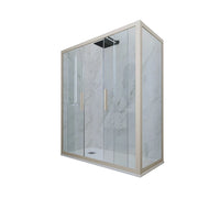 Box doccia 2 ante scorrevoli 90x130 CM H 200 Vetro Trasparente Profilo Champagne mod. Glam Duo