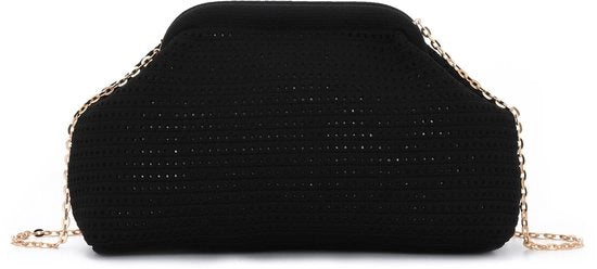 Borsa Clutch per Donna per Estate e Spiaggia, Portafoglio per Cene di Festa, Nero