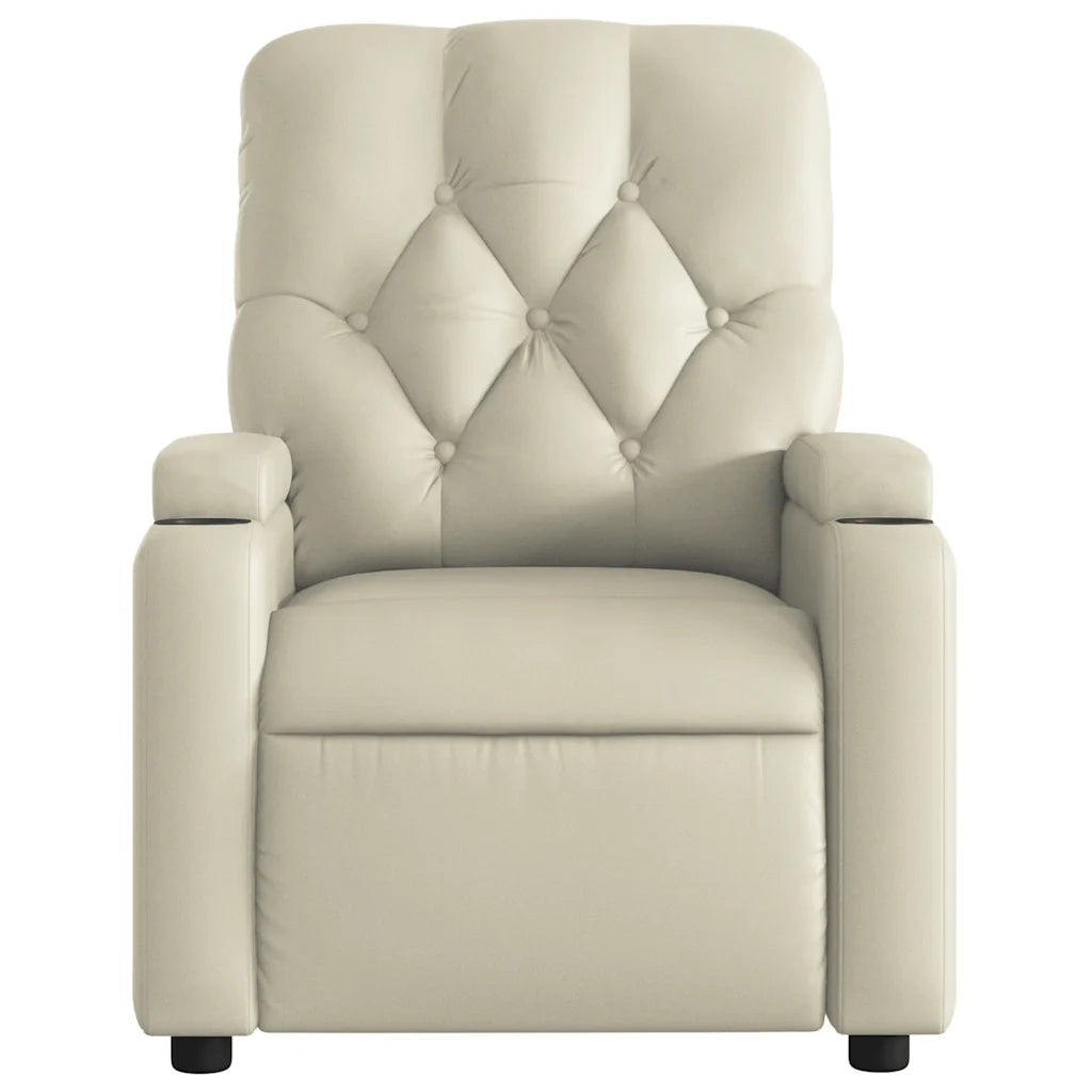Poltrona | Sedia Relax Reclinabile Crema in Similpelle