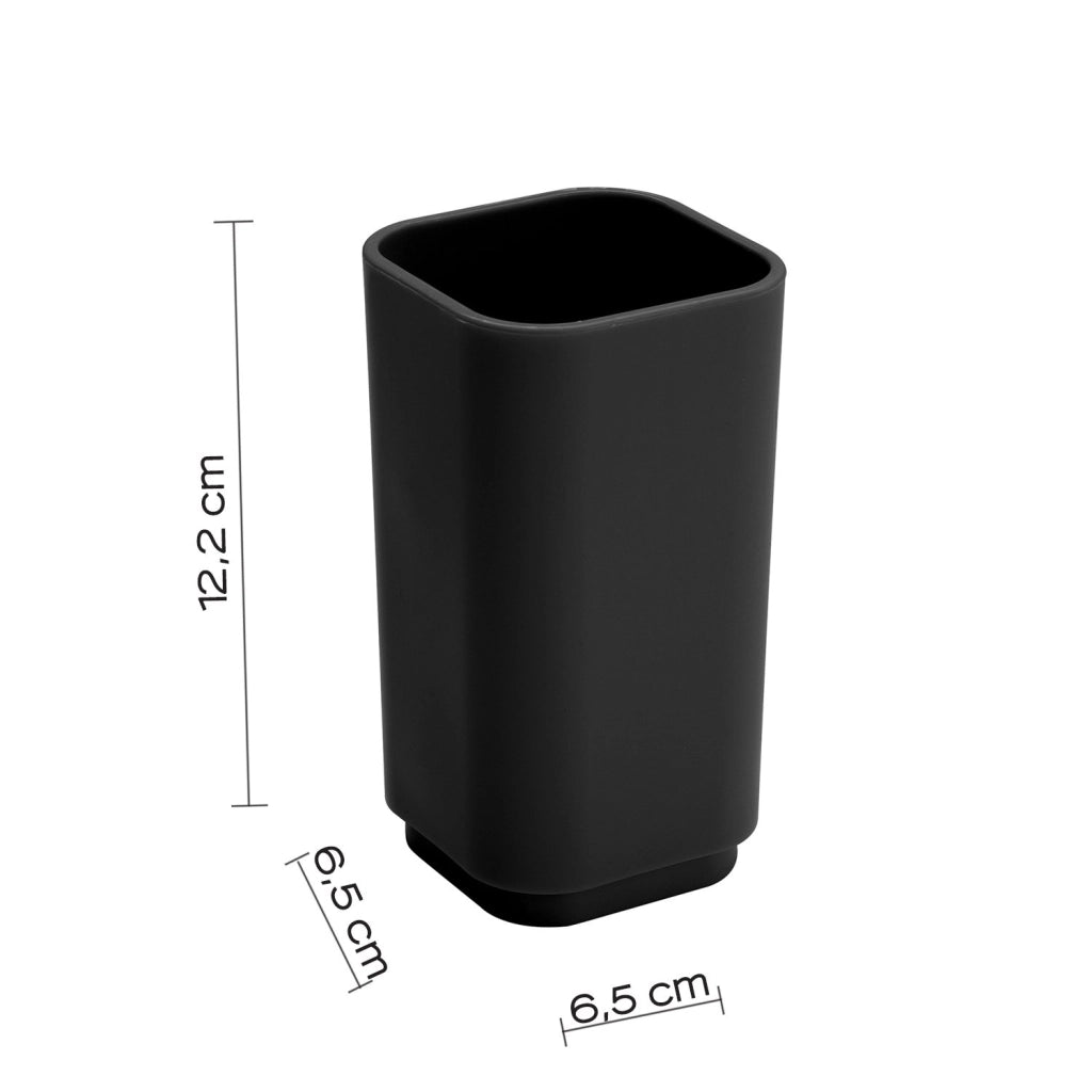 Portaspazzolini d'appoggio in plastica riciclata 6398 Gedy serie SEVENTY Nero Matt