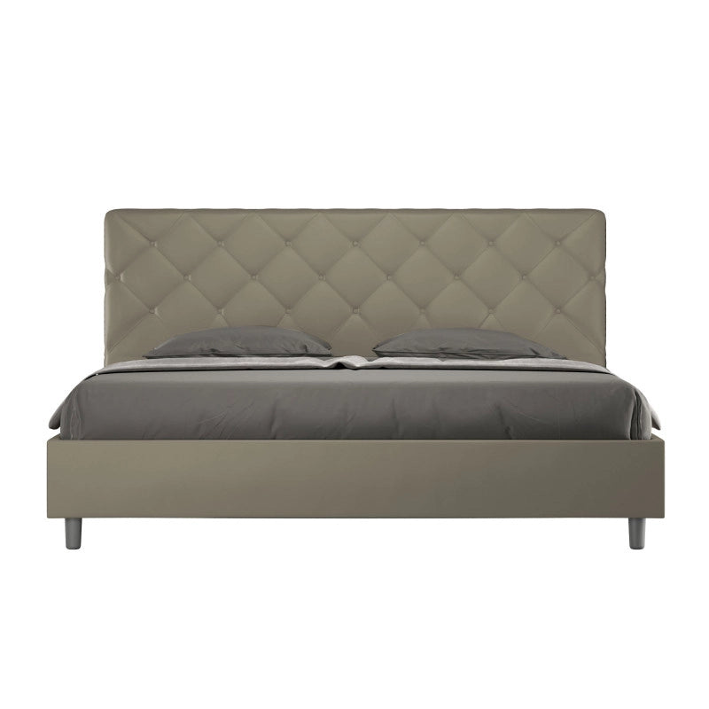 Letto imbottito Matrimoniale 190x200 cm Priya - Similpelle,Cappuccino,Contenitore