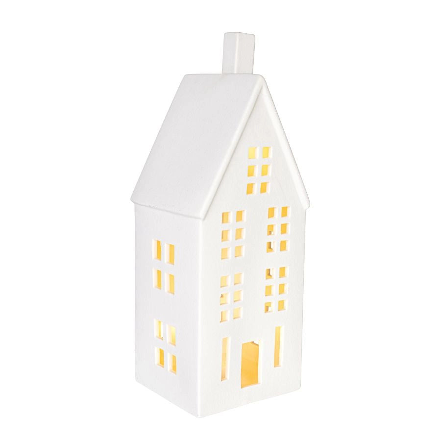 CASETTA  DICKENS CON LED E CAMINO BIANCO