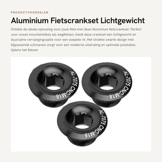 Crankset in Alluminio per Mountain Bike - 18 mm Borchiate - Set di Manubri Durissimi - Incluso Coppe in Alluminio Nere