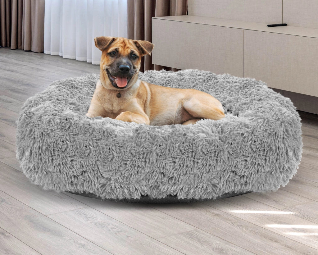 Letto per cani impermeabile AIO FACTORY XL Shaggy Bed grigio chiaro