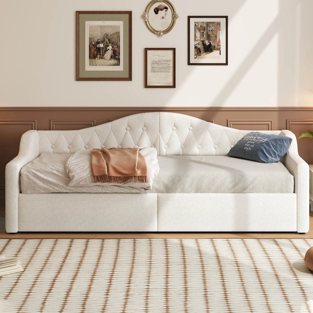 Daybed Imbottito 90x200 cm con LED; Beige