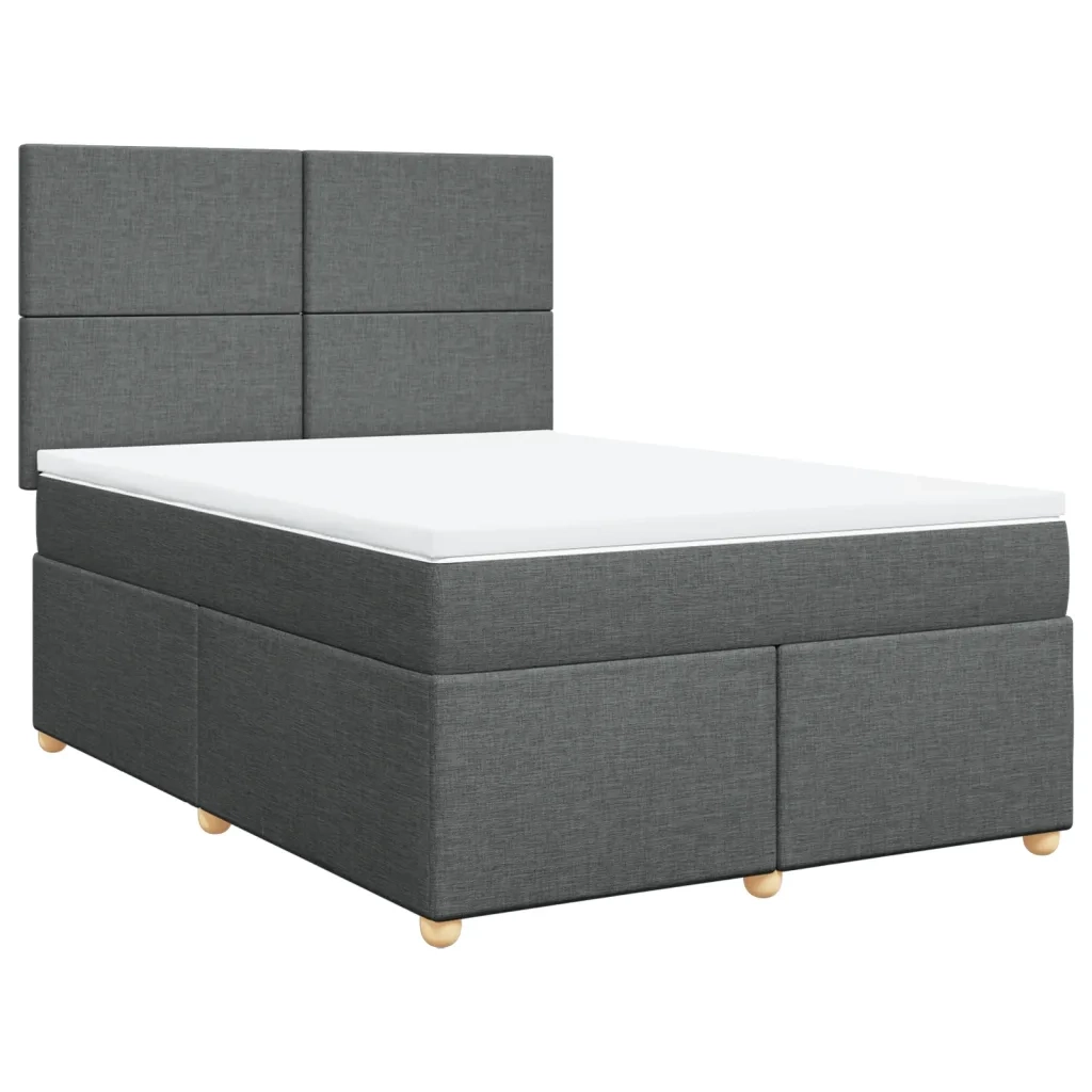 Giroletto a Molle con Materasso Grigio Scuro 140x200cm Tessuto