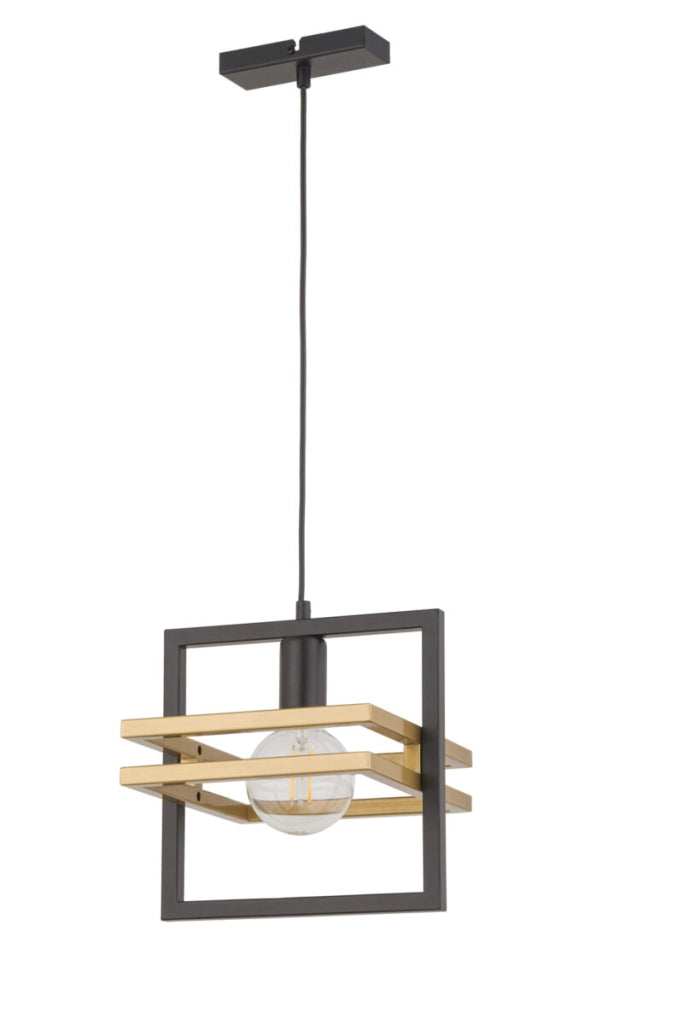 Lampada a sospensione loft nero-oro Merci E27 Sigma