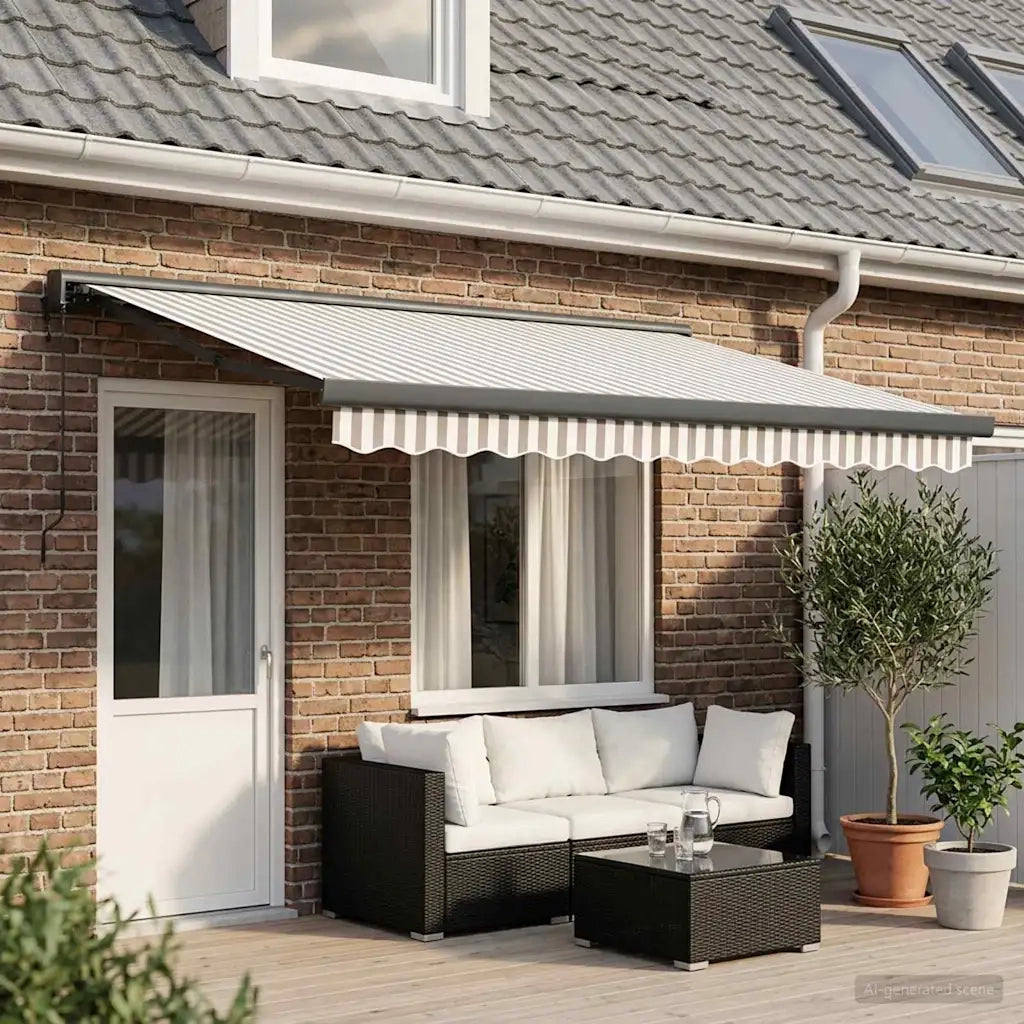 Tenda retrattile Grigio chiaro e bianco 400 × 300 cm 3426084