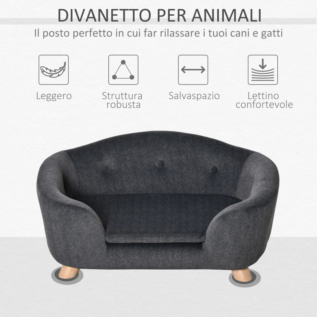 Cuccia per Cani con Cuscino ¨C zephmum ¨C Grigio Antracite 70x47x30cm