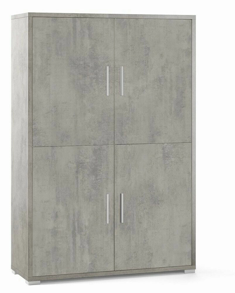 Armadio 4 ante e 4 Ripiani Interni H161 L108 P41 Cm colore Cemento 834k Sarmog