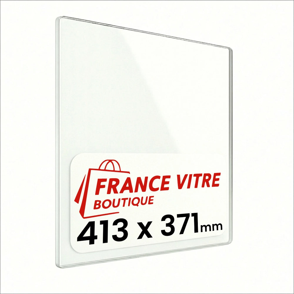 413 x 371 x 4 mm - Vetro per stufa a legna - vetro camino di ricambio - vetro per caminetto resistente al fuoco - France Vitre