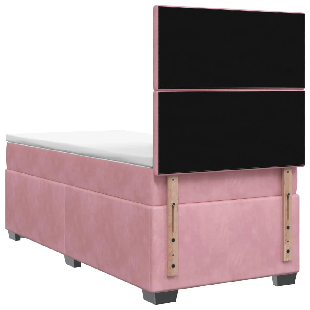 Letto box spring con materasso Rosa 100 x 200 cm Velluto 3453589