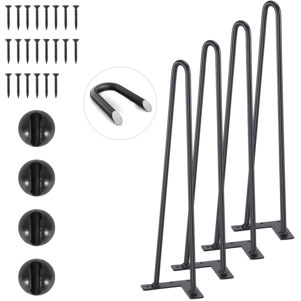 Gambe per Tavolo a Forcina 4 Pezzi in Acciaio al Carbonio 48,2 cm Portata 227 kg per Mobili e Scrivania Fai da Te