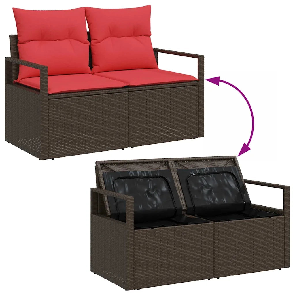 Set Divano da Giardino 8 pcs Marrone Poly Rattan 3357507