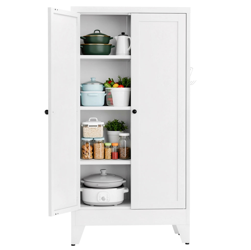 ARMADIO Dispensa in Metallo Bianco 120x60x30 cm con 3 Ripiani