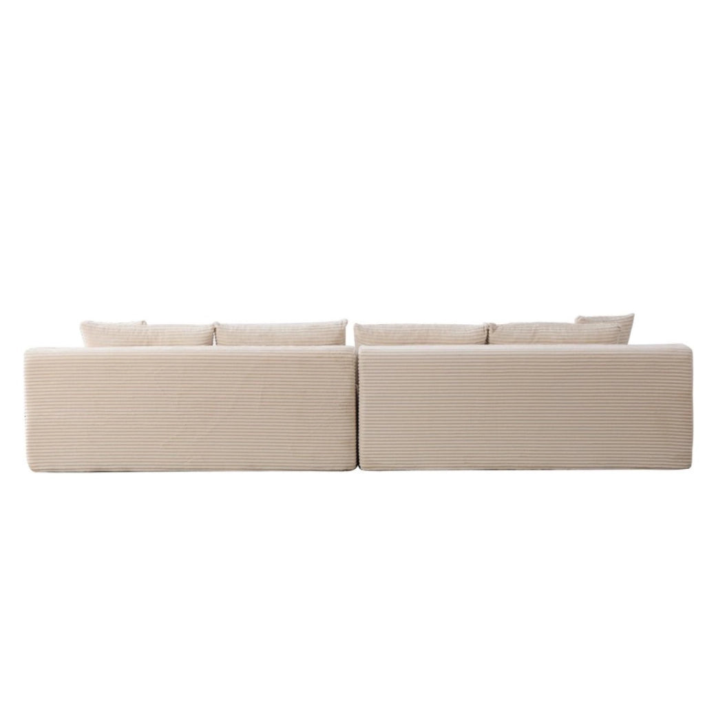 Divano modulare, divano compatto, tessuto chenille, schiuma ad alta elasticità 30D, base antiscivolo, 6 posti, bianco avorio