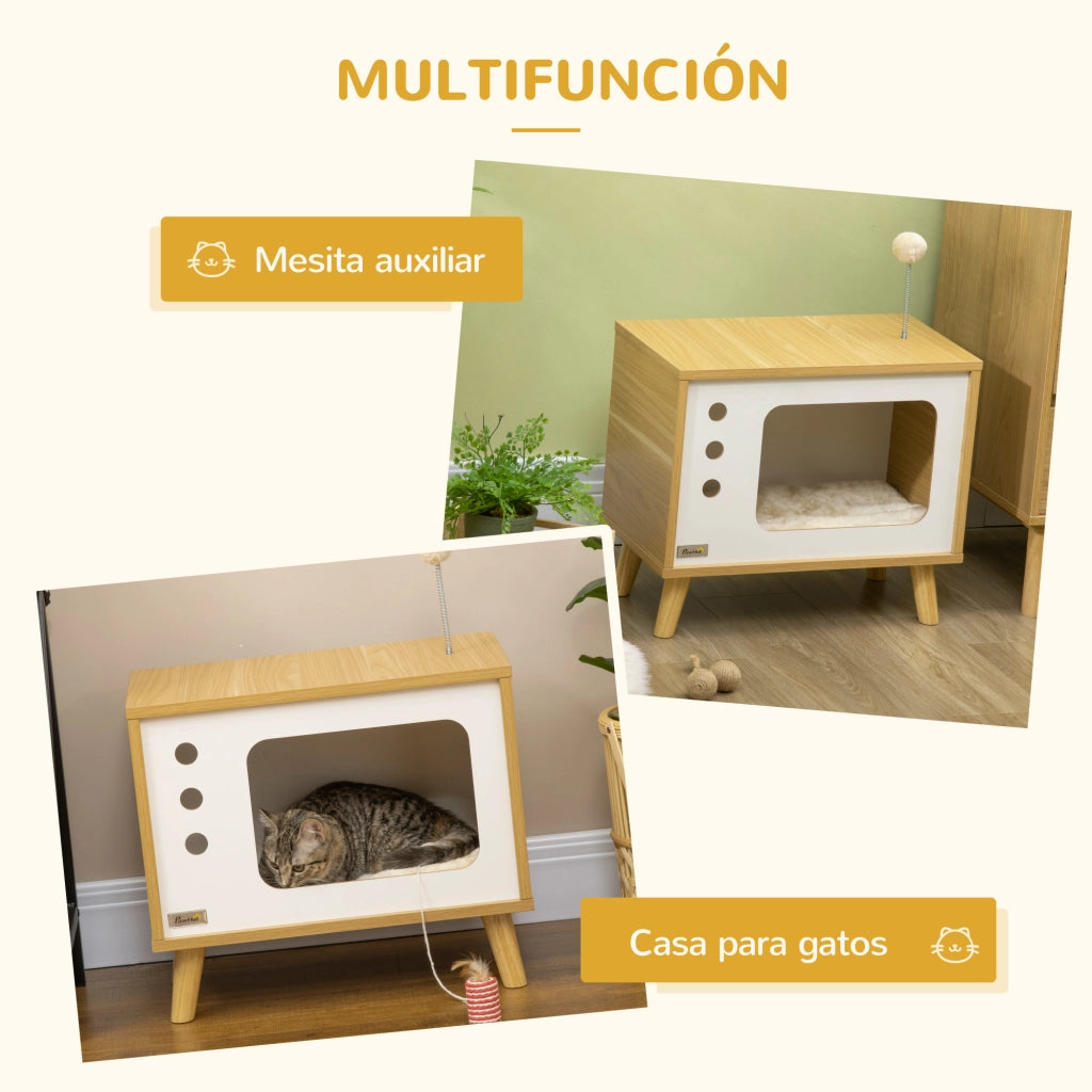 Casetta per Gatti ¨C zephmum ¨C Legno Rovere 50x28x43 cm