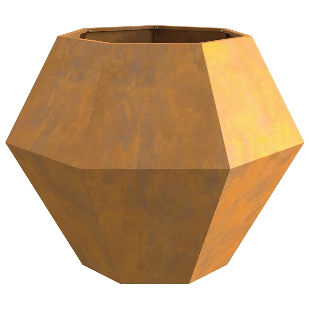 Pratica fioriera rettangolare dal design rustico 100 x 100 x 80 cm realizzata in acciaio arrugginito 02_0053102