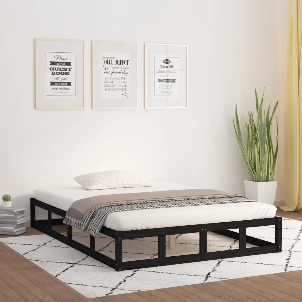 Giroletto-Struttura Letto Nero 120x200 cm in Legno Massello