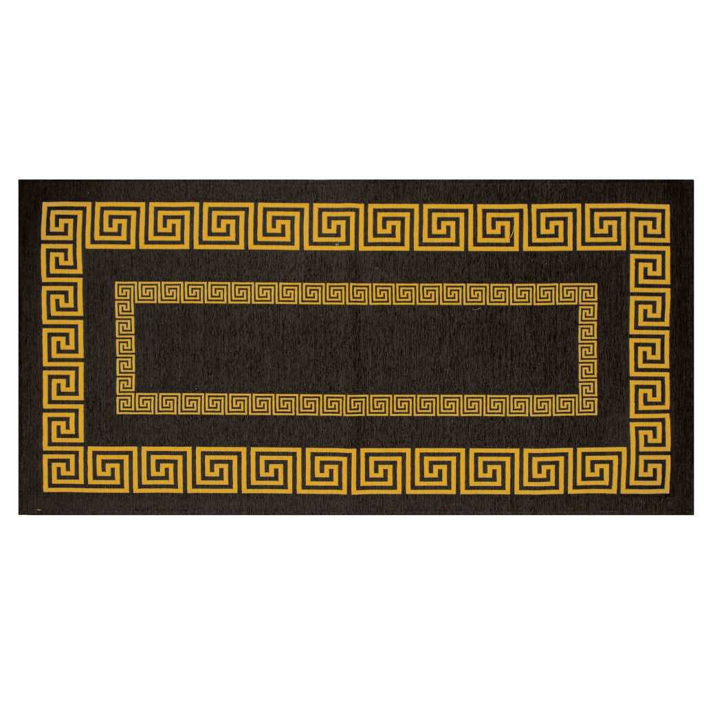 Tappeto Arredo Moderno Morbido in Ciniglia Ingresso Antiscivolo Prodotto Italiano  Soggiorno Camera Salotto Disegni Piazzati Cotone Varie Misure Grande Atena/Nerosenape - 175x280 cm
