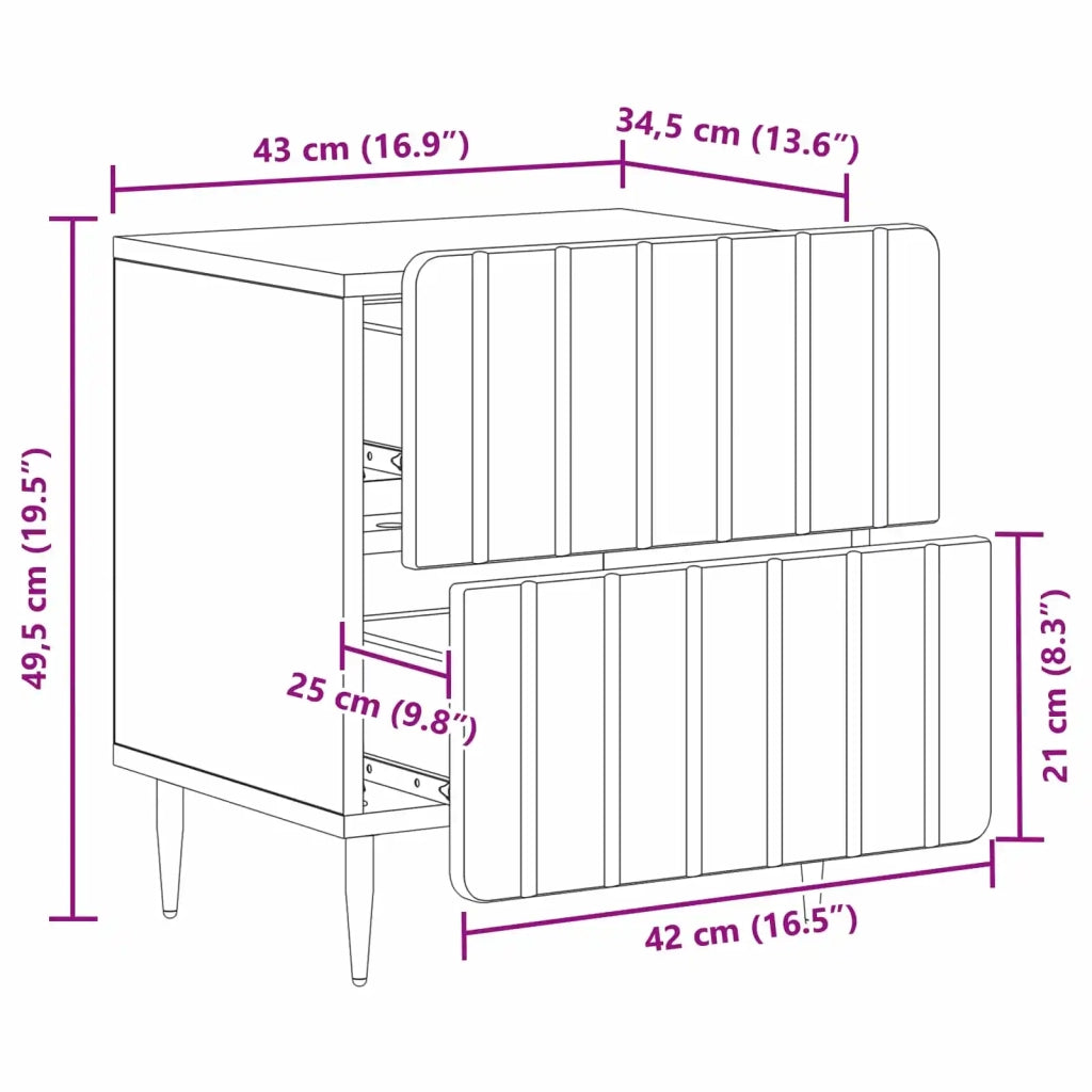Comodino | Armadio da Notte | Mobiletto da notte con cassetto Grigio Sonoma 43 x 34,5 x 49,5 cm