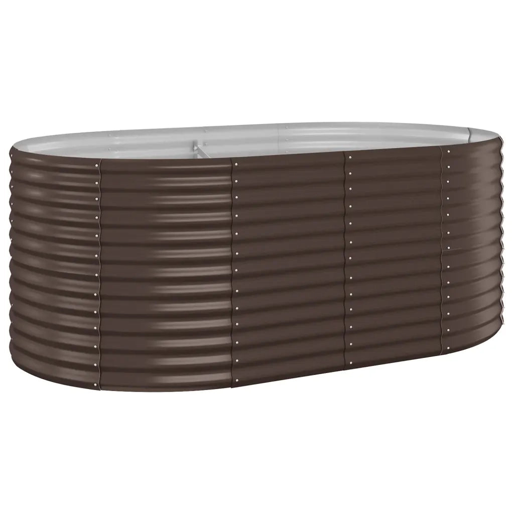 Aiuola ovale rialzata per ampi spazi esterni 175 x 100 x 68 cm acciaio verniciato a polvere marrone 02_0046589