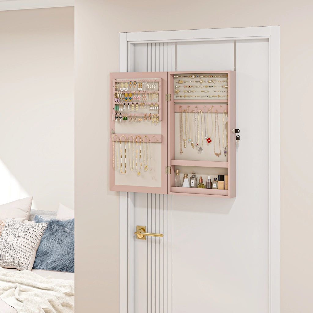 Specchiera con cassetti e chiusura ¨C Minimal ¨C rosa e beige 60x40x138