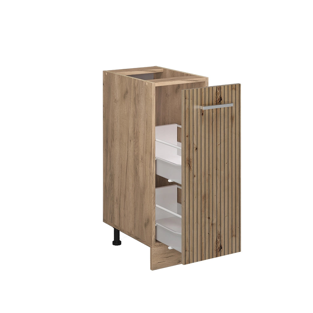 Armadio cucina dispensa alto R-Line Rovere artigianale/Rovere dorato 30 cm PL Marmo Vicco