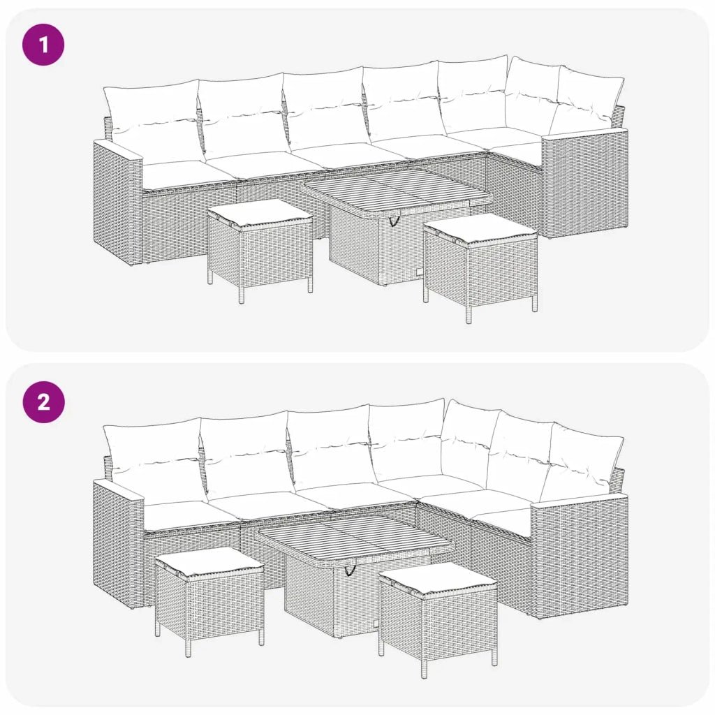 Set Divano da Giardino 9 pcs Grigio polyrattan 3362933