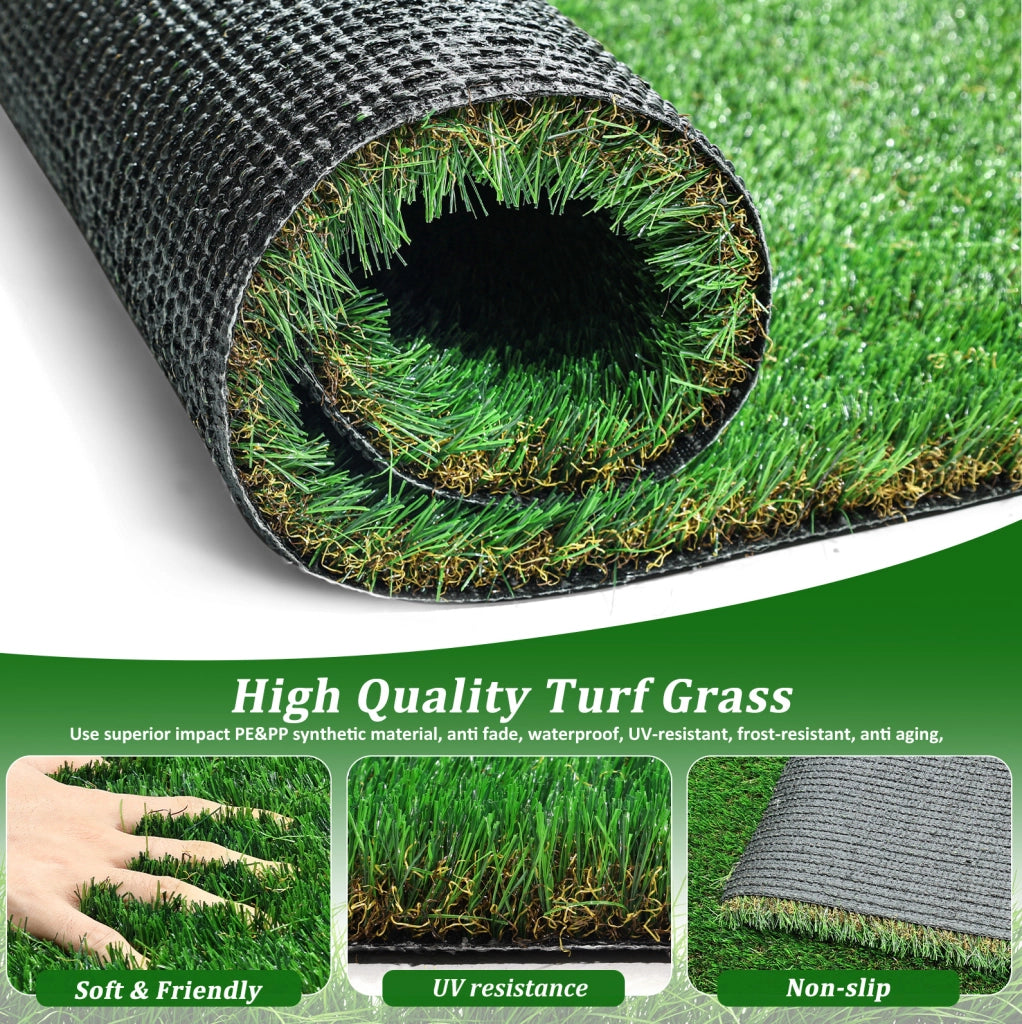 Tappeto in erba sintetica ULEVR 1x4 m verde, rotolo per giardino, balcone e terrazza con drenaggio