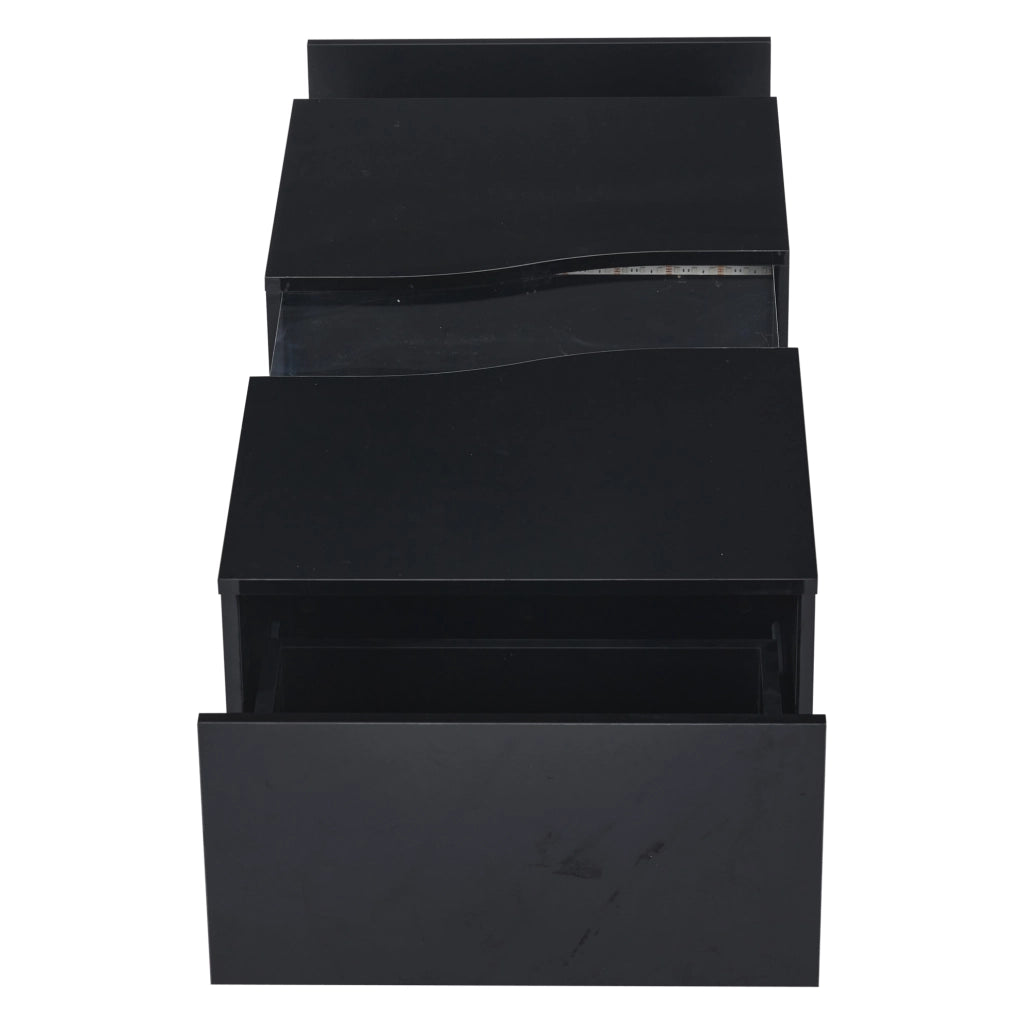 Tavolino da caff¨¨ LED 100x50x35 cm con 2 cassetti in MDF e acrilico nero