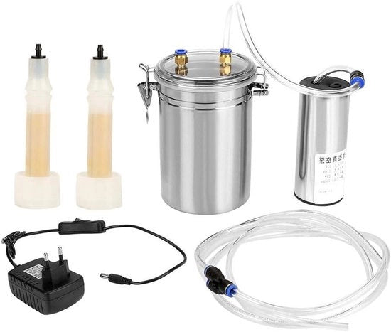 Macchina elettrica per la mungitura 2L in acciaio inossidabile - Apparecchio portatile per la mungitura per pecore e capre - Pompa a vuoto con secchio per la mungitura - Agricoltura e casa - Ideale per la mungitura di pecore e capre -