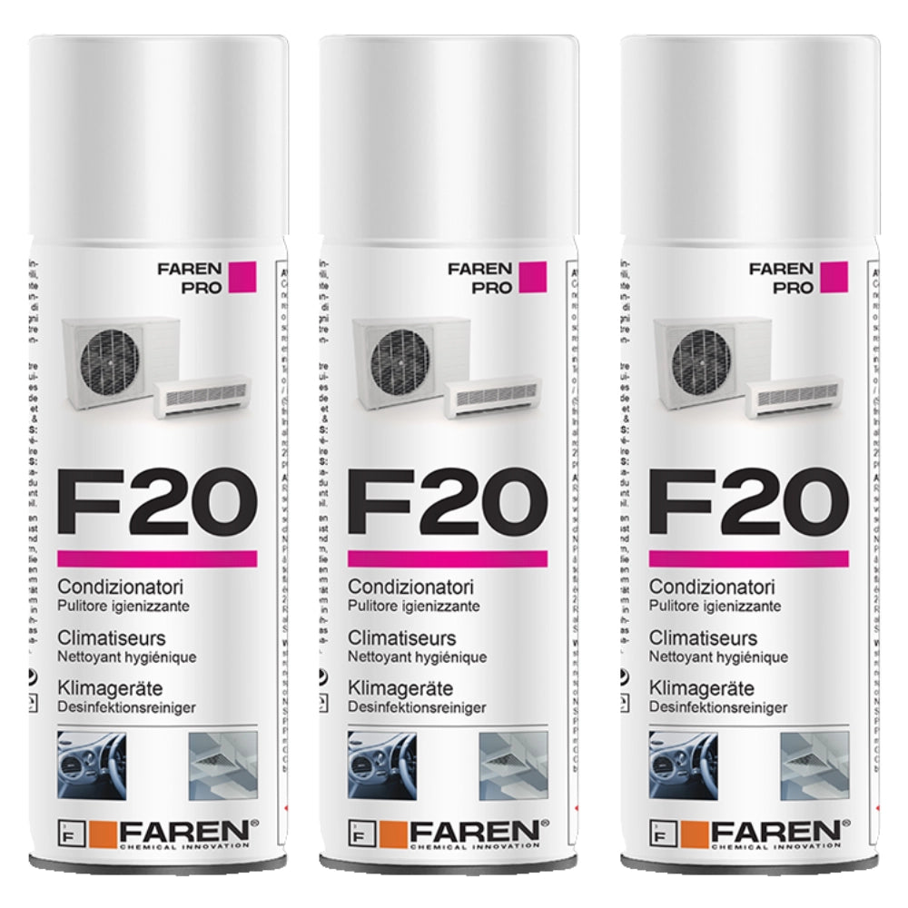 Faren f20 igienizzante spray profumato per climatizzatori casa auto 400ml 3 pezzi