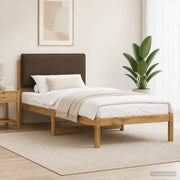 Letto con Testiera Rivestita Bianco lavato e taupe 75 x 190 cm 903955