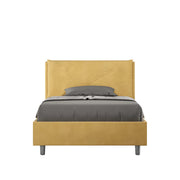 Letto 1 Piazza E Mezzo 130x190 cm con Rete e Contenitore Imbottito in Microfibra Appia Large Ocra