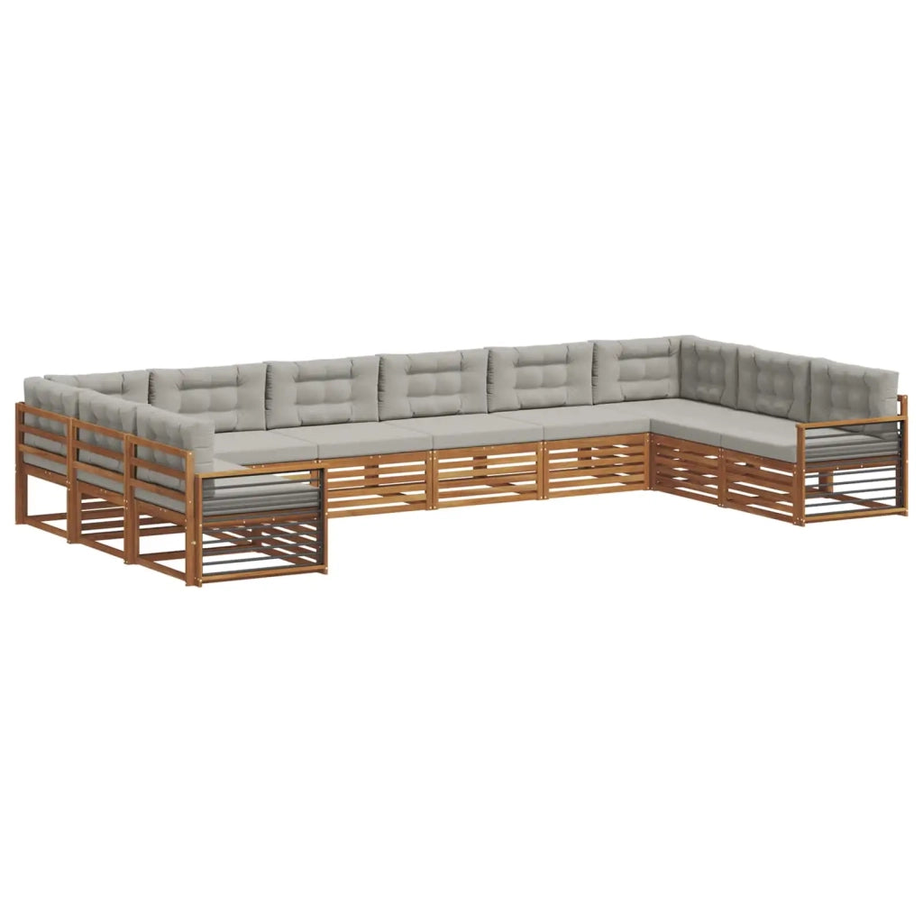Set divani con cuscino 10 pcs Grigio Naturale e Chiaro 3374221