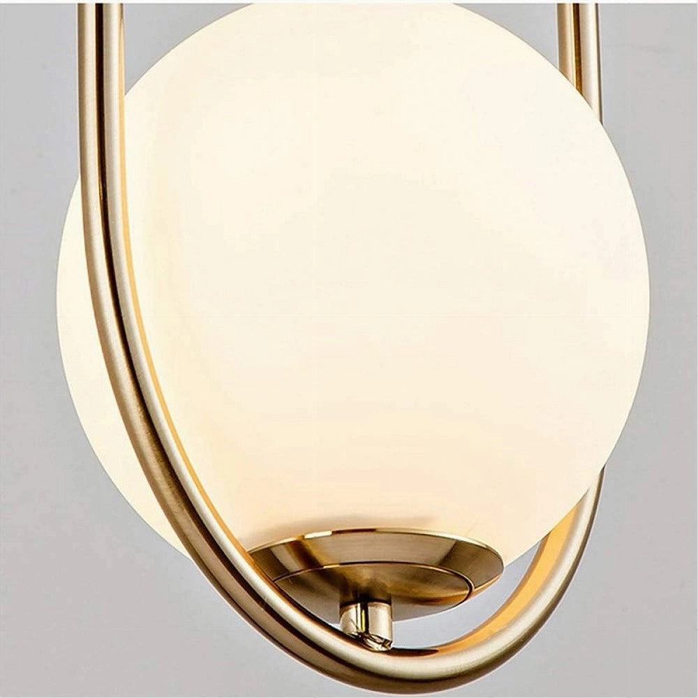 Trade Shop - Lampadario A Sospensione Oro Ovale Con Sfera Vetro Attacco E27 Moderna Minimal 32835 -
