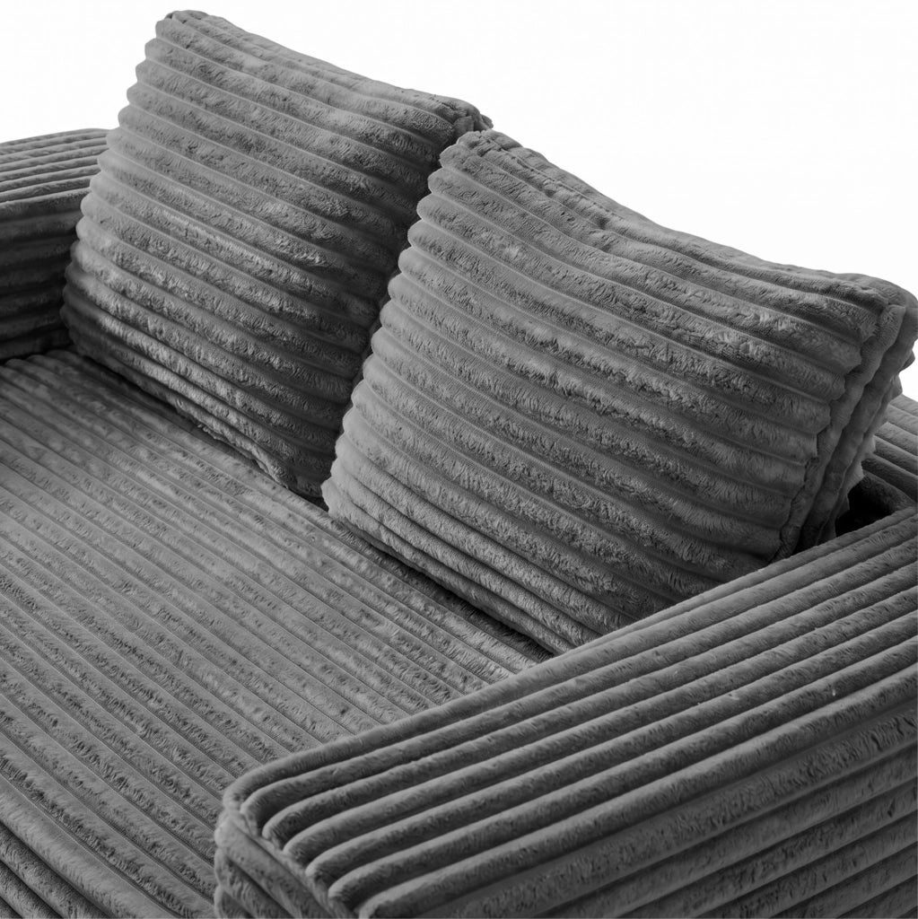 Divano Letto a 2 Posti in Schiuma ad Alta Densità Rivestito in Velluto di Cotone Grigio, Senza Montaggio, Ideale per Spazi Ridotti