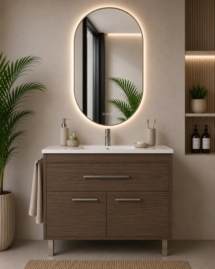 Mobile bagno con lavabo ORIGENBATH BAHIA senza specchio 90x40 cm frassino tea