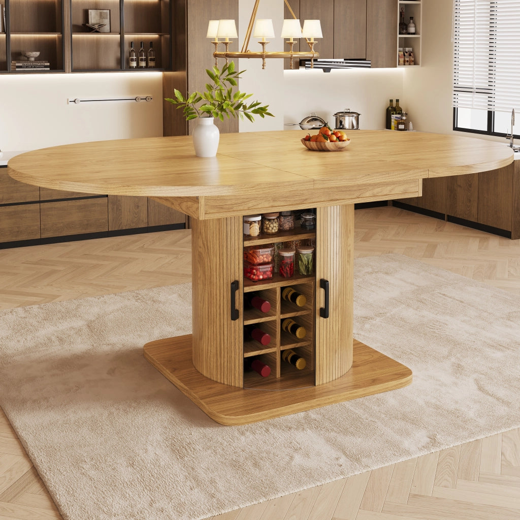 TAVOLO Allungabile con Contenitore 118-158x118x76 cm MDF e Metallo Naturale