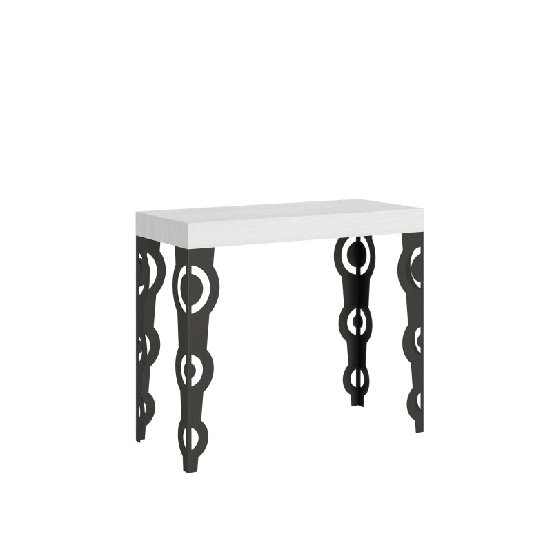 Consolle allungabile 90x40/196 cm Karamay Small Premium telaio Antracite - Bianco Frassino