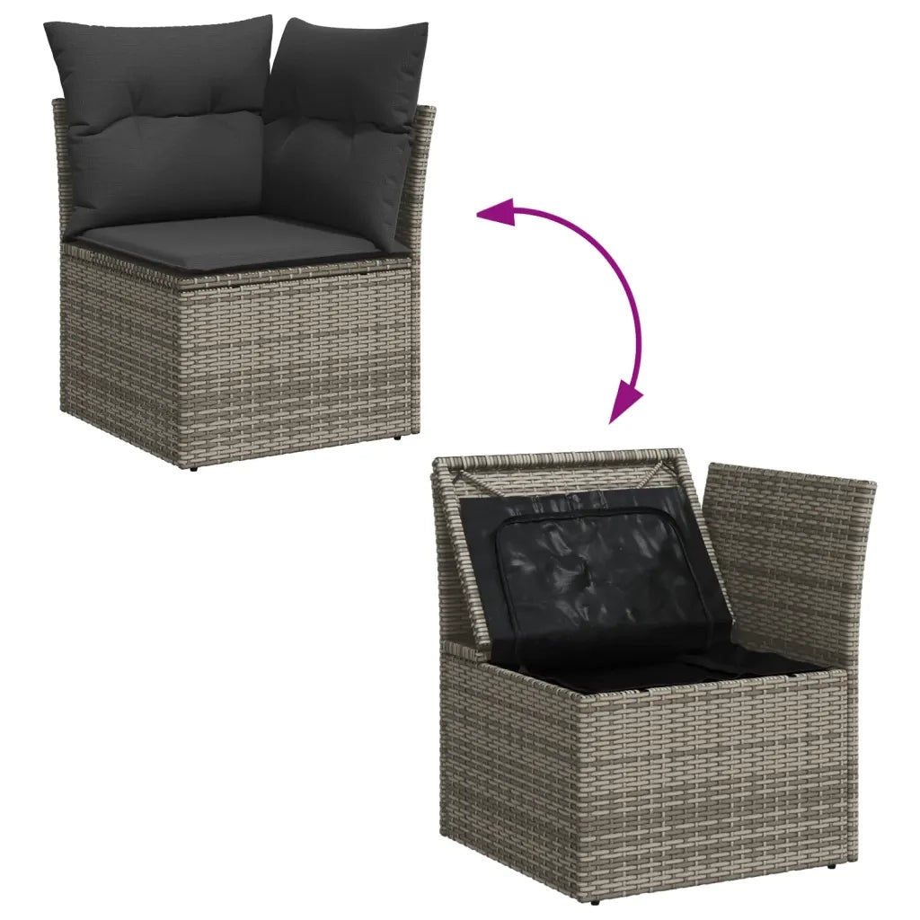 Set Divano da Giardino 5 pz | Set Salotto da Giardino con Cuscini Grigio in Polyrattan
