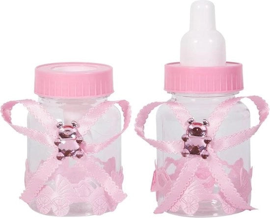 Set di 50 flaconcini di plastica per dolci - regali di festa e decorazioni per bambini piccoli (rosa)