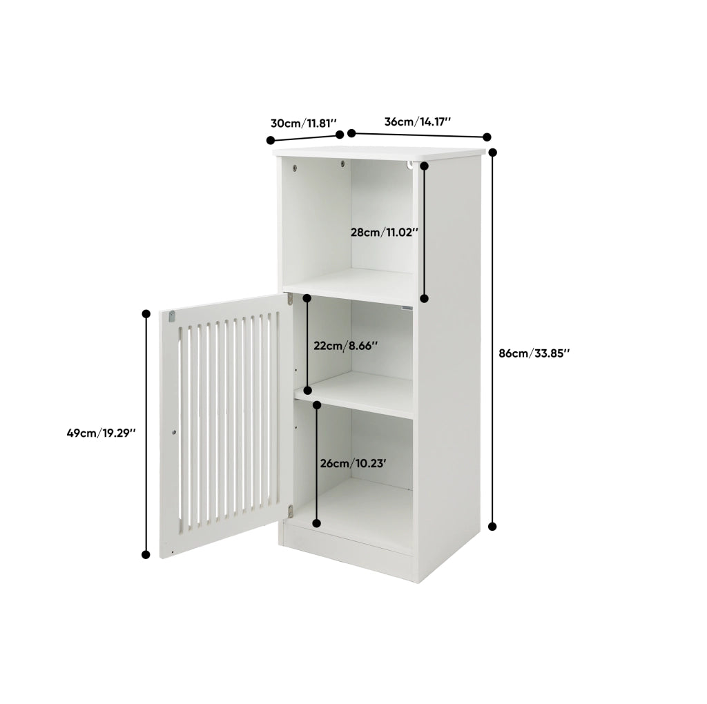 Mobile bagno basso bianco in MDF e pannello truciolare, ante a lamelle