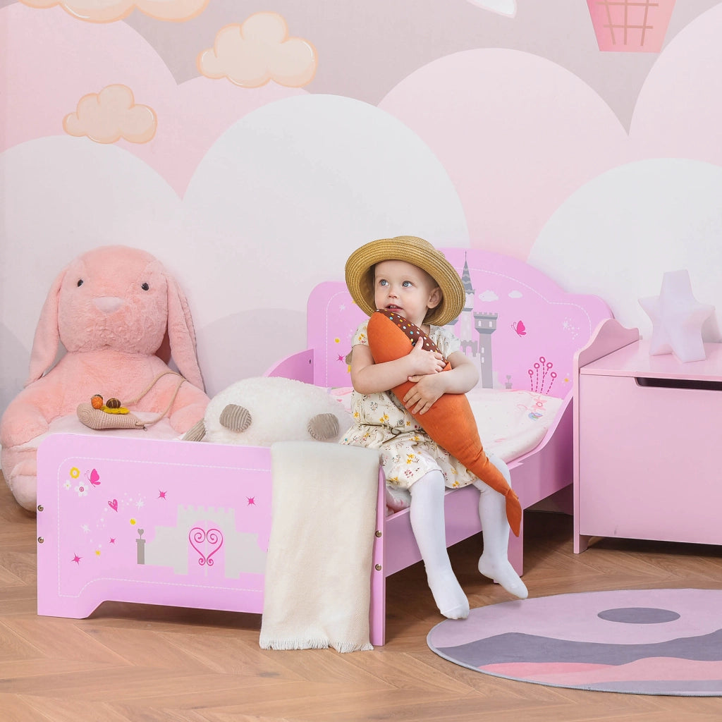 Letto Singolo Bambino 140x70 cm con Rete a Doghe ¨C Minimal ¨C Rosa MDF Multistrato