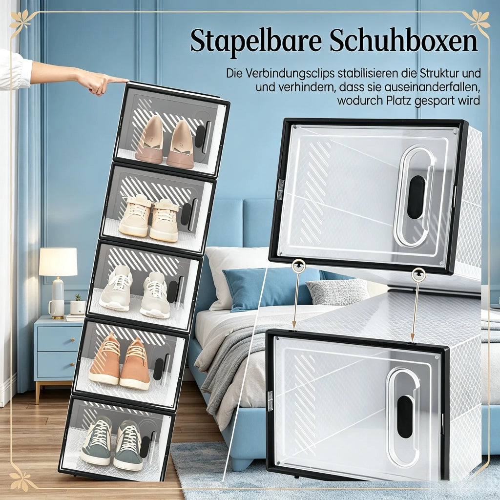 Set 8 Scatole Impilabili Modulari per Scarpe, Libri, Giocattoli e Armadio