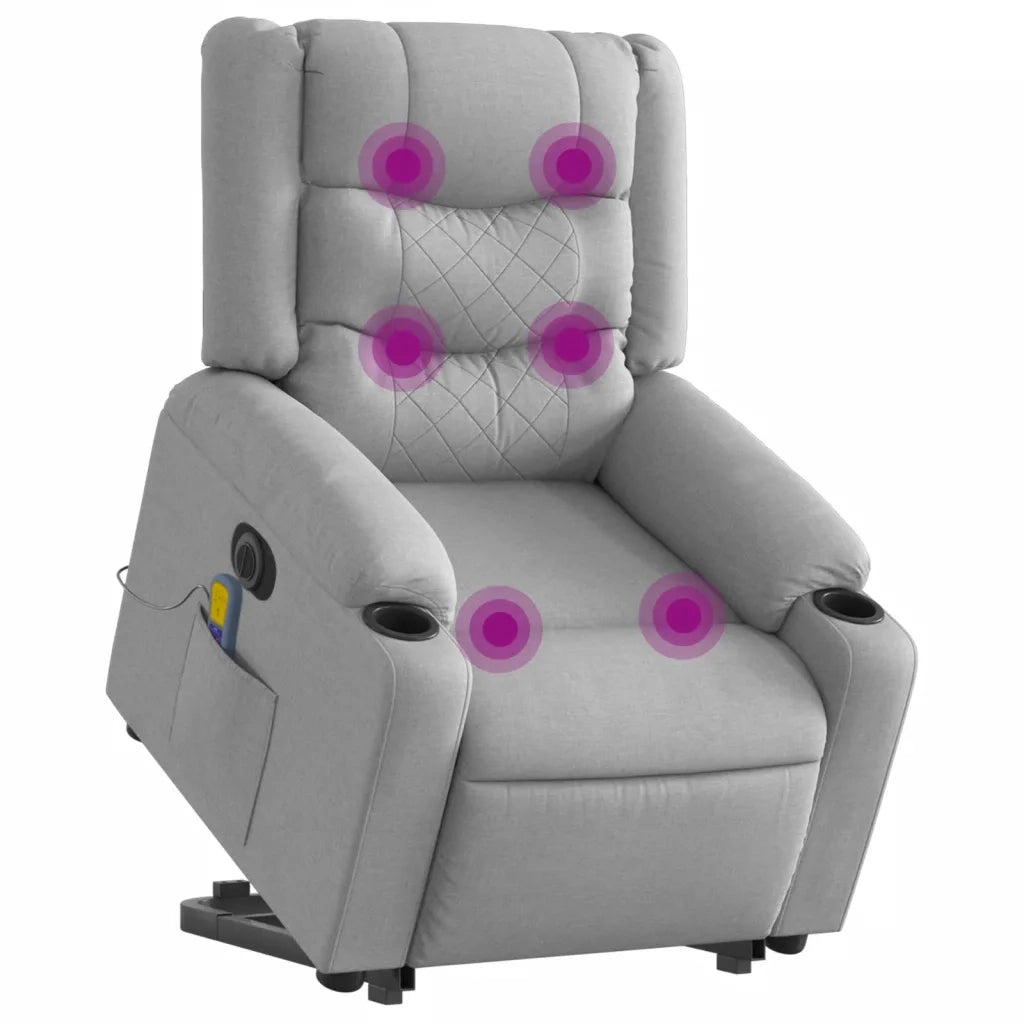 Poltrona Alzapersona Massaggi Elettrica Grigio Chiaro Tessuto 3206582