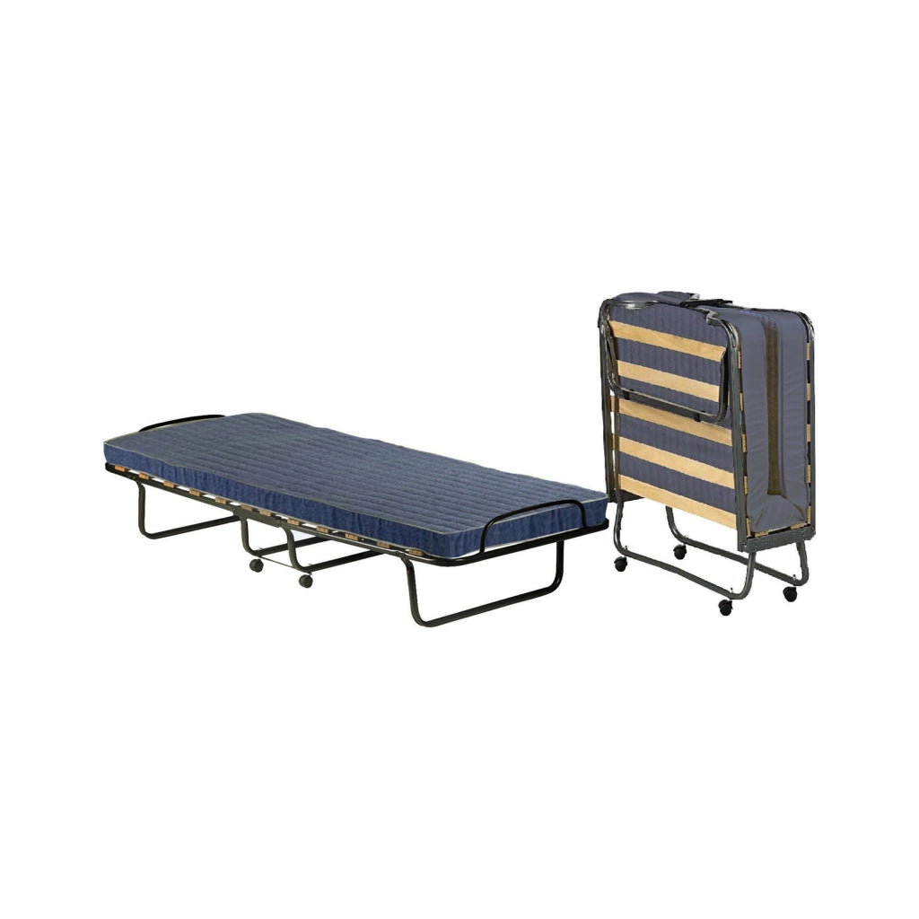 Letto pieghevole 0, Brandina con rete a doghe e materasso incluso, Letto con ruote, Cm 190x80h30, Cm 190x80h30