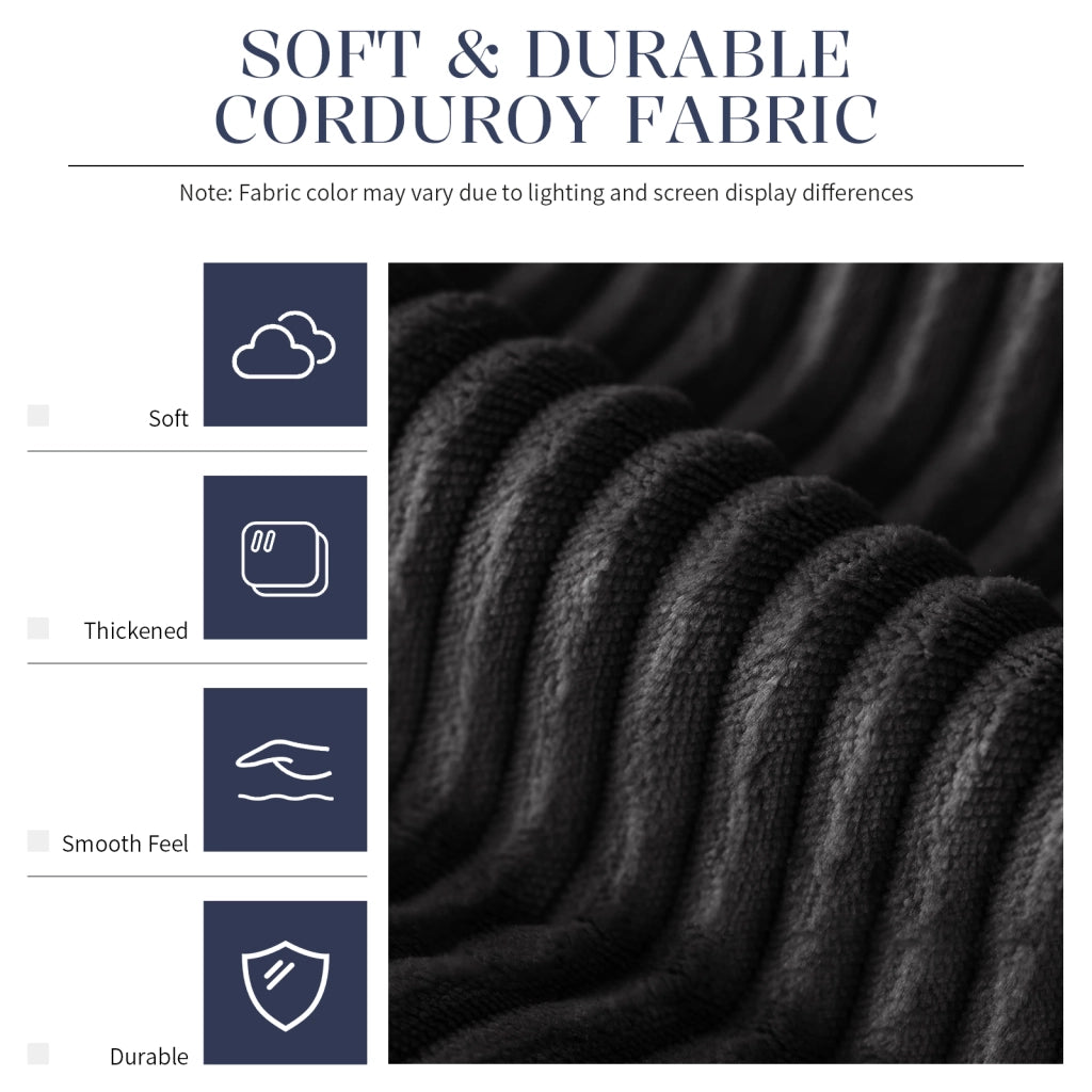 Pouf a sacco rotondo in velluto a coste nero con cubi di memory foam per soggiorno camera e ufficio