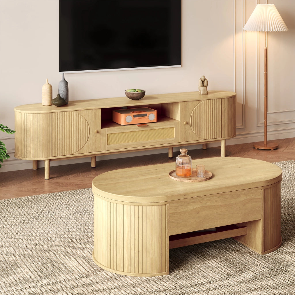 Credenza TV Natural in MDF lunghezza 175 cm